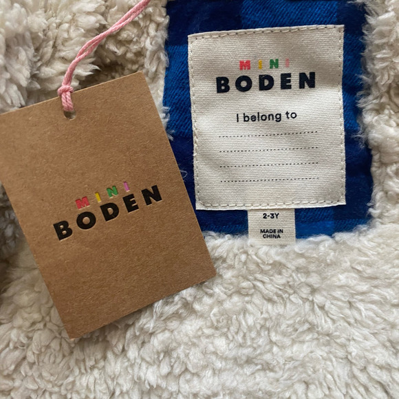 NWT Boden Kids' Hooded Check Fleece Lined Flannel Button-Up Shirt (Sz 2-3Y) - Picture 6 of 8